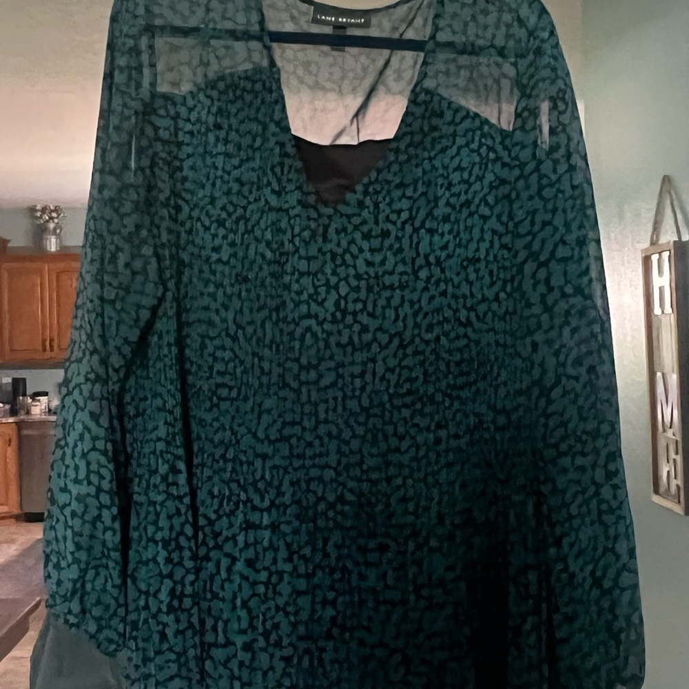 Teal and Black Animal Print Blouse